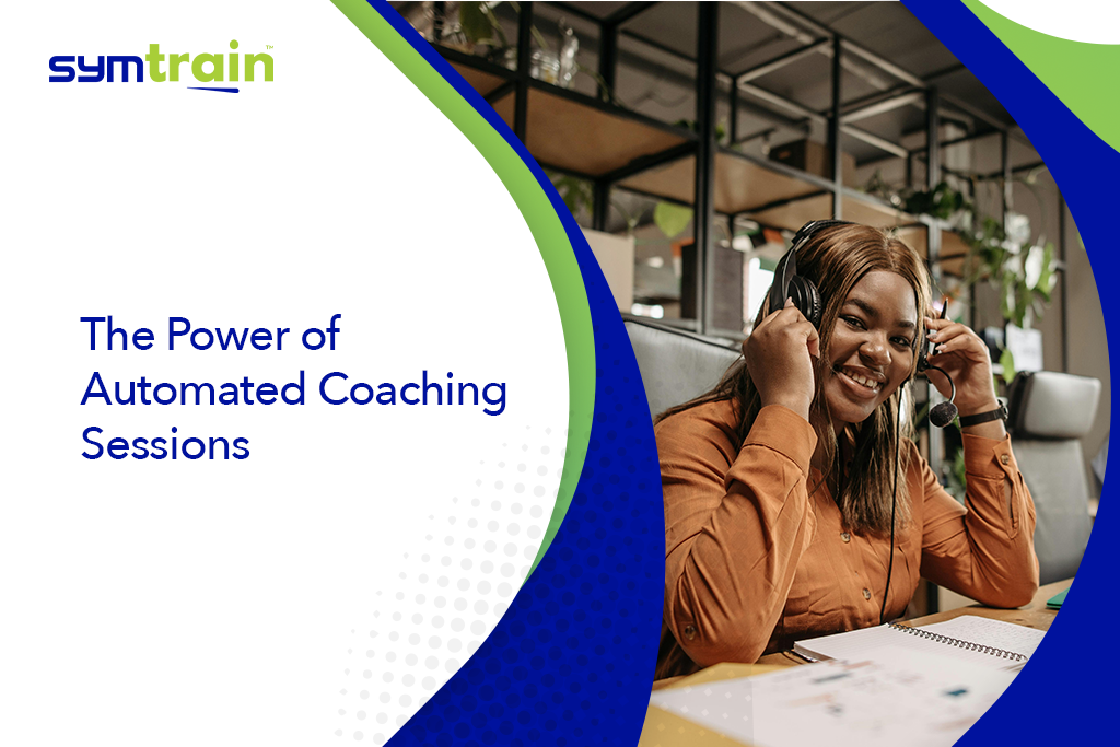 Happy woman with headphones using Automated coaching